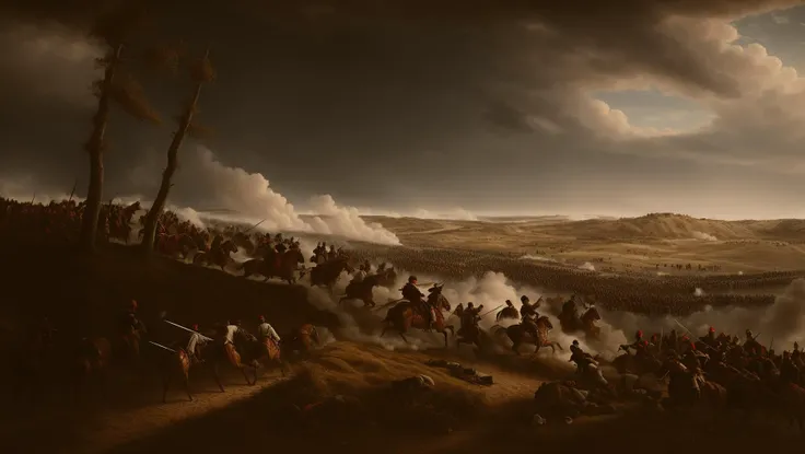 battle, epic, melee, battlefield, dramatic,
hihtly detailed, cinematic, 8k, high contrast, sharp,
<lora:Napoleonic_Era_Battle_Painting:0.8>