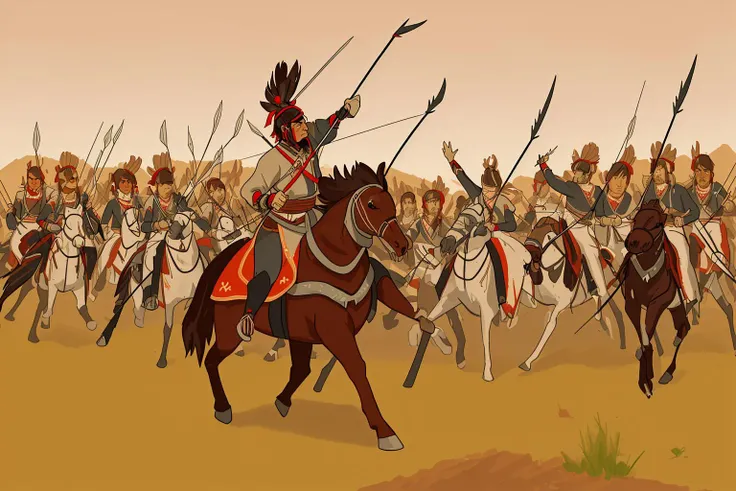 battle, cavalry charge, native americans with bows and arrows,
<lora:Napoleonic_Era_Battle_Painting:0.8>
