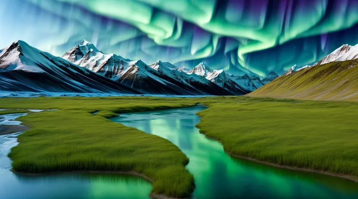 snow mountain,lake,grassland,high definition,aurora,, snow mountain,river,grassland,prospect,blue sky,say,rich colors,high definition,<lora:èªææå½±beta2:0.3>,