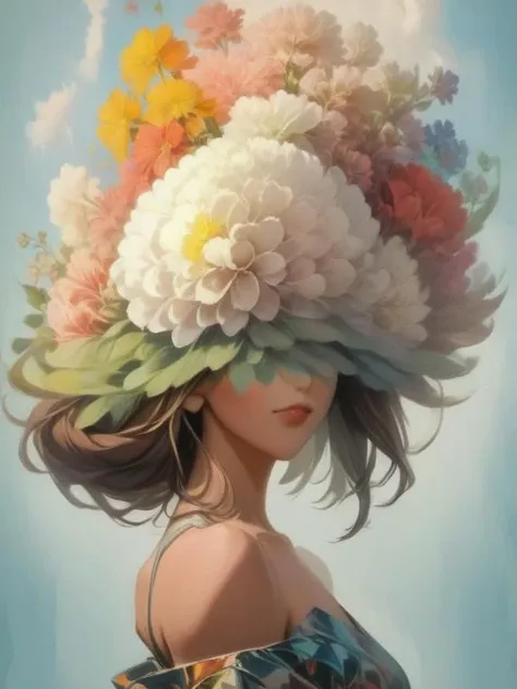 artistic portrait woman, (flowerhead:1.4), beautiful landscape, (beautiful clouds:1.2), (beautiful and aesthetic:1.4), masterpiece, surrealist  <lora:Nemesia:1.50>