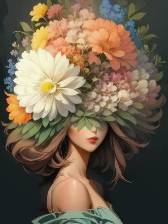 artistic portrait woman, (flowerhead:1.4), in a garden flower, (beautiful and aesthetic:1.4), masterpiece, surrealist  <lora:Nemesia:1.50>