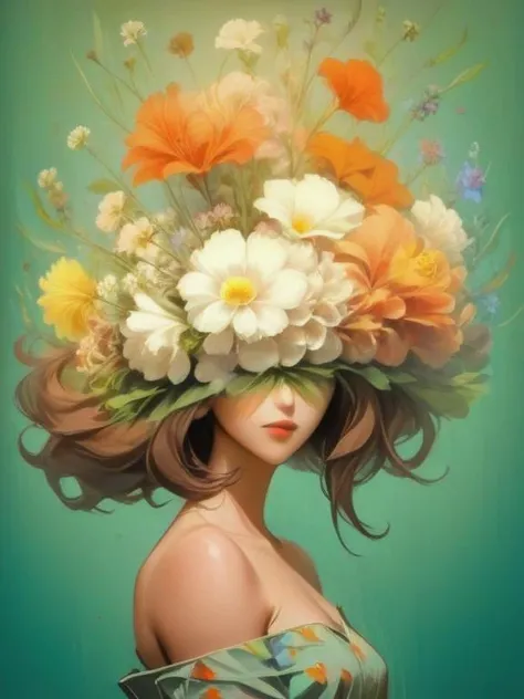 artistic portrait woman, (flowerhead:1.4), beautiful landscape, (beautiful clouds:1.2), (beautiful and aesthetic:1.4), masterpiece, surrealist  <lora:Nemesia:1.50>