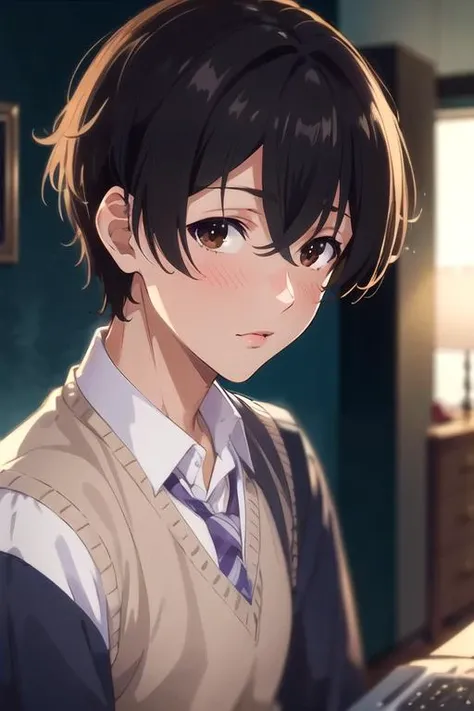 (best quality:1.1), (masterpiece:1.4), game cg, 1boy, solo, male focus, looking at viewer, , depth of field, , realistic, <lora:ryuuto_kashima:0.88>, ryuuto_kashima, black hair, brown eyes, , fairytale, 32k resolution