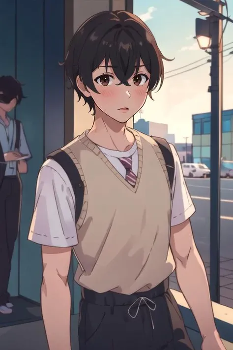 (best quality:1.1), (masterpiece:1.4), illustration, 1boy, solo, male focus, , upper body, depth of field, ligne claire, , <lora:ryuuto_kashima:0.84>, ryuuto_kashima, black hair, brown eyes, , aztec,