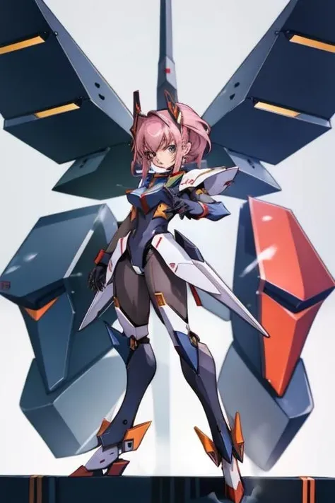 <lora:kotobuki:1>1girl, mecha musume, fighting stance, angry, masterpiece, best quality