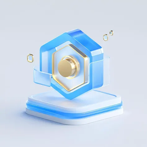 light blue|gold File icon,many details, octane render, transparent glass texture,frosted glass, transparent technology sense, industrial design, white background, studio lighting, sunshine, flat, minimal, quasi-object, axisymmetric, blender, C4D, best quality, 4k