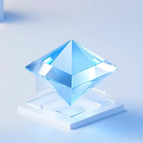 Baby blue|gold Diamond icon,many details, octane render, transparent glass texture,frosted glass, transparent technology sense, industrial design, white background, studio lighting, sunshine, flat, minimal, quasi-object, axisymmetric, blender, C4D, best quality, 4k