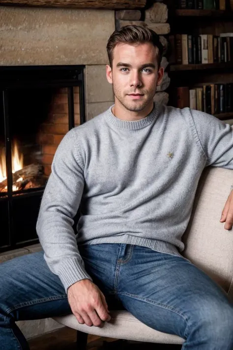 RAW photo, photo of man cf_josh dressed as college student, sitting on a couch <lora:CF_JOSH-07:1>