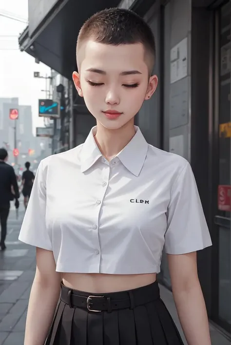 masterpiece,best quality,upper body,1girl,collared_shirt and flared_skirt as material3,色彩,cyberpunk,cropped,buzz cut,small breasts,bruised eye,eyes closed,breast awe
Negative prompt: EasyNegative, (bad and mutated hands:1.3),(nsfw:1.5),(bad anatomy, nude,paintings, sketches, worst quality, low quality, normal quality, lowres,:1.3),BadDream, By bad artist -neg, FastNegativeEmbedding, Unspeakable-Horrors-64v, picture frame, painting frame, frame, painting frame, border,nsfw,
Steps: 20, Sampler: DPM++ 2M Karras, CFG scale: 5, Seed: 4154482907, Size: 512x768,
