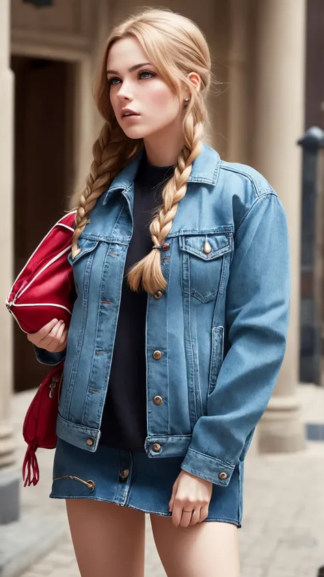 an awarded profesional photography of 1girl Hispanic with Petite rectangle body and Big Breasts with blue eyes eyes and Soft eyebrows and Strawberry blonde Medium Length Waterfall Braid Hairstyle she wear fishnet dress, oversized denim jacket, and platform sneakers and drawstring bag and locket and hairpin horrified, looking up in cockpit ,(epic scene:1.3),ultradetialed character with perfect face,detailed skin,(ultrasharp:1.3),(masterpiece:1.1),best quality,(photorealistic:1.2),ultrarealistic,realistic ultradetailed character,4k perfect quality, <lyco:GoodHands-beta2:1> by by Don McCullin Up-Lighting camera angle dutch angle and cropped legs Magnificent,Imperceptible detail,Intricately designed, (perfect quality face:1.5) hyper-detailed complex, insanely detailed, detailed clothes, detailed skin, detailed body,