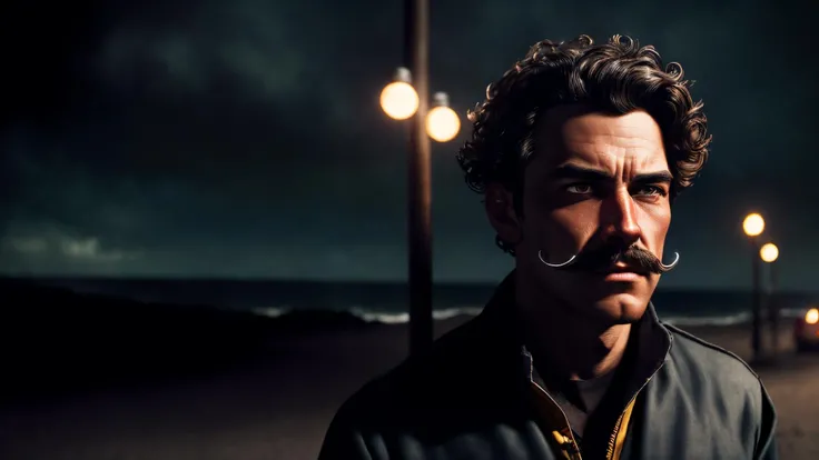an awarded profesional photography of (1man:1.3) European  with silver eyes  eyes  and Angular Brows and male Curly Surfer Hair hair  hairstyle and English mustachein Jet black color, he is Nurse   tired, fireman's carry   in beach by by Stephen Shore Key Lighting,(epic scene:1.3),ultradetialed character with perfect face,detailed skin,(ultrasharp:1.3),(masterpiece:1.1),best quality,(photorealistic:1.2),ultrarealistic,realistic ultradetailed character,4k perfect quality, Cowboy shot,  focus on character, <lyco:GoodHands-beta2:1> Magnificent,Imperceptible detail,Intricately designed,  (perfect quality face:1.5)  hyper-detailed complex,  very intricate details,  insanely detailed, detailed clothes, detailed skin, detailed body, nice character figure