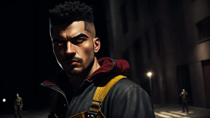 an awarded profesional photography of (1man:1.3) Athenian with yellow eyes and Thick Brows and male Afro with a bold voluminous shape hairstyle hairstyle and designer stubble shavingin Pomegranate Red color, dressed as Engineer, overalls and oil frustrated, archer pose in Death Star by David Fincher Streetlighting,(epic scene:1.3),ultradetialed character with perfect face,detailed skin,(ultrasharp:1.3),(masterpiece:1.1),best quality,(photorealistic:1.2),ultrarealistic,realistic ultradetailed character,4k perfect quality, Over-the-shoulder shot, focus on character, <lyco:GoodHands-beta2:1> Magnificent,Imperceptible detail,Intricately designed, (perfect quality face:1.5) hyper-detailed complex, very intricate details, insanely detailed, detailed clothes, detailed skin, detailed body, nice character figure