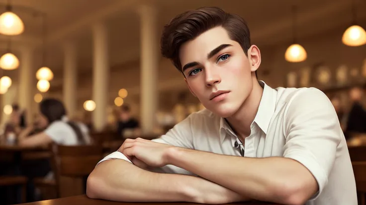 an awarded profesional photography of 1man Enchanting troll (1man), (male:1.2), mature, aged up, exquisite face, chiseled jawline, finely detailed eyes and face, thin body, sophisticated manner, amber skin with dark ash textured fringe chinstrap shavingwith Monolid Eye Shape Brown as Herbalist sarcastic he is legs crossed splendid in a cafeteria, ultradetialed character with perfect face,detailed skin,(ultrasharp:1.3),(masterpiece:1.1),best quality AS-YoungV2,(photorealistic:1.2),ultrarealistic,realistic ultradetailed character,4k perfect quality,<lyco:GoodHands-beta2:1>Magnificent,Imperceptible detail,Intricately designed, Long shot