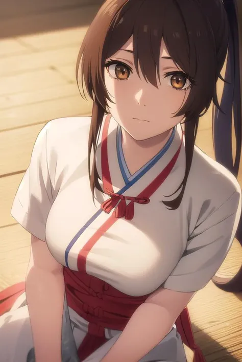 sagiriyamadaasaemon, <lora:sagiri yamada asaemon s1-lora-nochekaiser:1>,
sagiri yamada asaemon, long hair, black hair, ponytail, high ponytail, (brown eyes:1.5),
BREAK japanese clothes, kimono, hakama,
BREAK indoors,
BREAK looking at viewer, (cowboy shot:1.5),
BREAK <lyco:GoodHands-beta2:1>, (masterpiece:1.2), best quality, high resolution, unity 8k wallpaper, (illustration:0.8), (beautiful detailed eyes:1.6), extremely detailed face, perfect lighting, extremely detailed CG, (perfect hands, perfect anatomy),