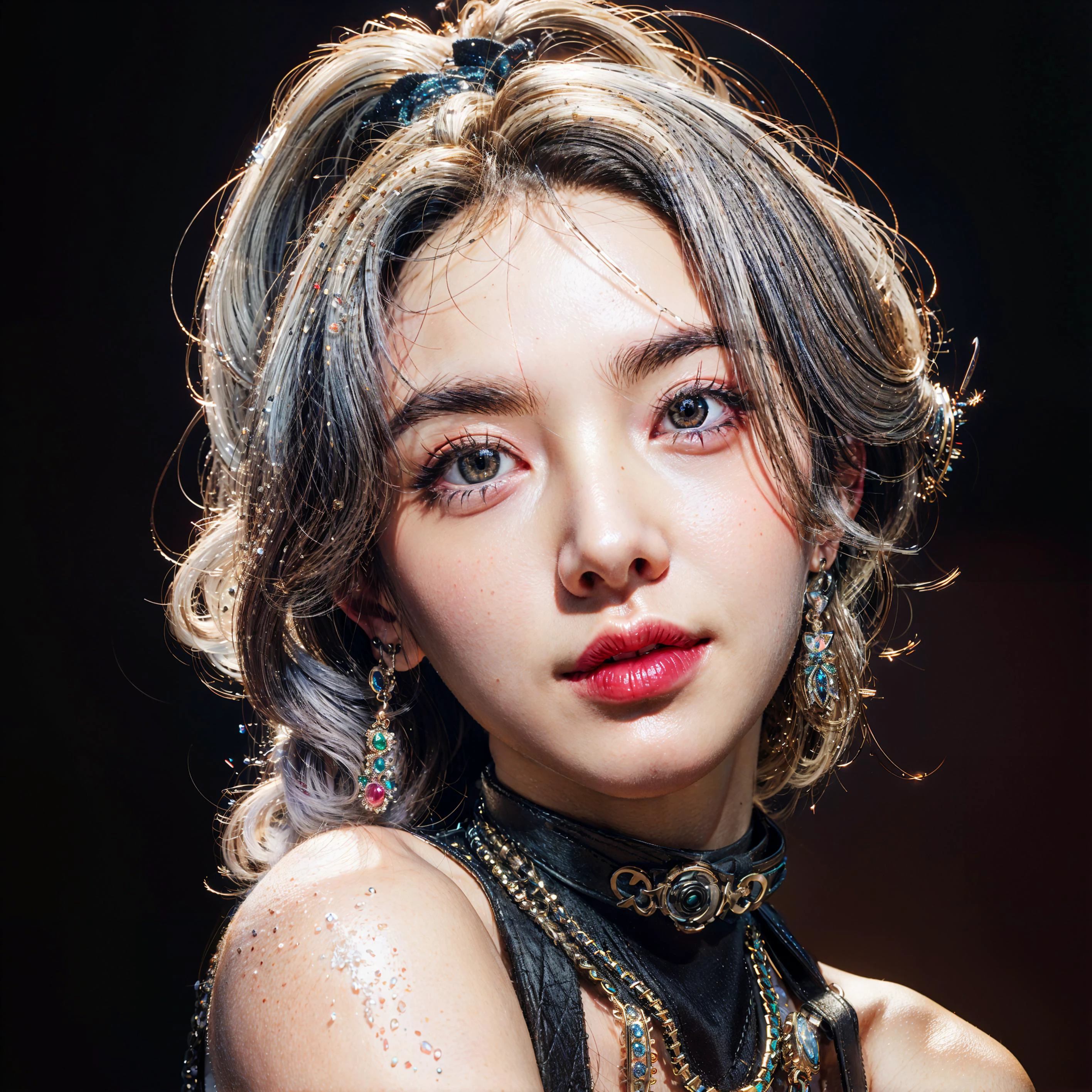 Best quality,masterpiece,ultra high res,beautiful, extremely detailed face, perfect lighting, perfect face,illustrious
(sfw:1.0), (tentacle :0.0),chain leash, choker,Hand chain necklace,
Asia
(2girl:1.3), (outdoors:1),offshoulder,close-up, (white dress:0.3),skirt, looking at viewer,night,black hair, white hair,large breasts, large thighs, highleg ,cyberpunk,
<lora:Olga_Discordia:0> <lora:ClothingAdjuster2:-0.0> <lora:Cute_girl_mix4:0.3> <lora:3DMM_V12:0.8> <lora:add_detail:0.0> <lora:Bandeau-fC-V1:0.0> <lora:Black_See-through_Bodysuit:0.0> <lora:MassiveBreastsV3:0> <lora:tutu's cyberpunk:0.6>