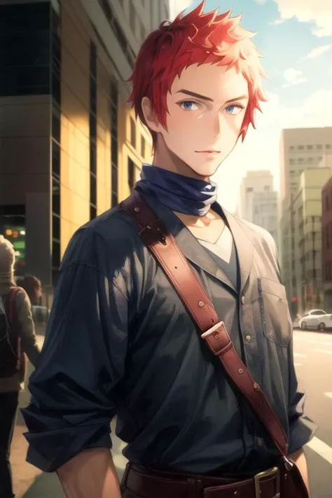 (best quality:1.1), (masterpiece:1.4), illustration, 1boy, solo, male focus, looking at viewer, upper body, depth of field, ligne claire, realistic, <lora:welf_crozzo:0.88>, welf_crozzo, , taxi driver costume, fantasy,
