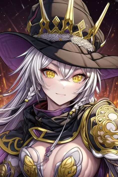 hilda, yellow eyes, long hair, very long hair, braid, twin braids, white hair, hat, witch hat, fingerless gloves, jewelry, black gloves, (masterpiece:1.2), best quality, high resolution, unity 8k wallpaper, (illustration:0.8), (beautiful detailed eyes:1.6), extremely detailed face, perfect lighting, extremely detailed CG, (perfect hands, perfect anatomy), (masterpiece:1.1), (best quality:1.1), 1girl, Real light and shadow, 4k, 8k, wallpaper,epic, detail texture, white hair, (yellow eyes:1.5), ((((whitehair:1.35, medium hair)))),intricate eyes,beautiful detailed eyes,symmetrical eyes,big eyes:1.5,(((lustrous skin:1.5,bright skin: 1.5,skin tanned,shiny skin,very shiny skin,shiny body,plastic glitter skin,exaggerated shiny skin,illuminated skin))),(detailed body,(detailed face)), cute, erotic,daring, (((medieval man armor,adventurer man armor,winter coat))),(((intricate outfit,intricate clothes, ushanka, embroidered outfit,ornate outfit,embroidered clothes,ornate armor))), (dynamic pose:1.0),happy,smile,(centered,scale to fit dimensions,Rule of thirds), highres,sharp focus,(ultra detailed,extremely detailed),(photorealistic artwork:1.37),(extremely detailed CG unity 8k wallpaper),(((vibrant colors,vibrant theme))),(intricate),(masterpiece),(best quality),