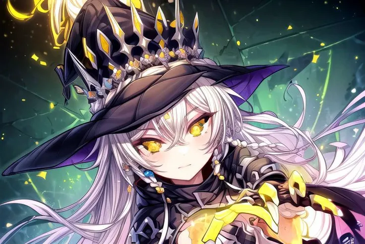 hilda, yellow eyes, long hair, very long hair, braid, twin braids, white hair, hat, leotard, see-through, witch hat, fingerless gloves, jewelry, black gloves, (masterpiece:1.2), best quality, high resolution, unity 8k wallpaper, (illustration:0.8), (beautiful detailed eyes:1.6), extremely detailed face, perfect lighting, extremely detailed CG, (perfect hands, perfect anatomy), (masterpiece:1.1), (best quality:1.1), 1girl, Real light and shadow, 4k, 8k, wallpaper,epic, detail texture, white hair, (yellow eyes:1.5), ((((whitehair:1.35, medium hair)))),intricate eyes,beautiful detailed eyes,symmetrical eyes,big eyes:1.5,(((lustrous skin:1.5,bright skin: 1.5,skin tanned,shiny skin,very shiny skin,shiny body,plastic glitter skin,exaggerated shiny skin,illuminated skin))),(detailed body,(detailed face)), cute, erotic,daring, (dynamic pose:1.0),happy,smile,(centered,scale to fit dimensions,Rule of thirds), highres,sharp focus,(ultra detailed,extremely detailed),(photorealistic artwork:1.37),(extremely detailed CG unity 8k wallpaper),(((vibrant colors,vibrant theme))),(intricate),(masterpiece),(best quality),