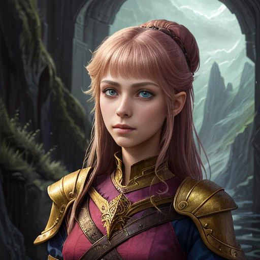 a photograph of an disappointing young lady in a fantasy art style