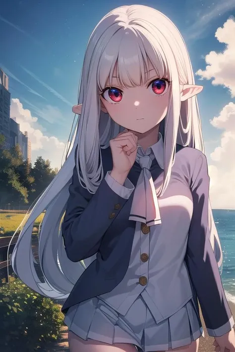 cheong, <lora:cheong-lora-nochekaiser:1>,
cheong, long hair, bangs, (red eyes:1.2), white hair, pointy ears, curly hair,
BREAK skirt, shirt, thighhighs, jacket, zettai ryouiki, ascot, white skirt, collar, long sleeves, blue shirt,
BREAK outdoors, nature, forest, sky, sun, cloud,
BREAK looking at viewer, (cowboy shot:1.5),
BREAK <lyco:GoodHands-beta2:1>, (masterpiece:1.2), best quality, high resolution, unity 8k wallpaper, (illustration:0.8), (beautiful detailed eyes:1.6), extremely detailed face, perfect lighting, extremely detailed CG, (perfect hands, perfect anatomy),