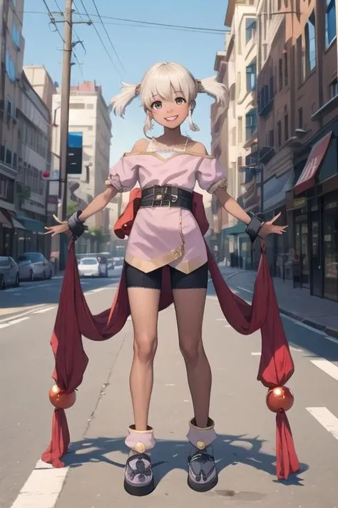 (masterpiece, top quality, best quality, beautiful, and aesthetic:1.2) full body, 1girl, city street, urban city, smiling <lora:peppitaproject1-10:1>