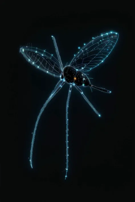 a bioluminescent fly, black background, J_diagram <lora:J_diagram:1>