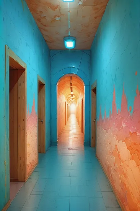 underground corridor in a empty,great radiant color:blanchedalmond fantasy vertical topia at the end of reality, masterpiece, by Vitaly Bulgarov<lora:EnvyColorSliderXL01:1><lora:EnvyAbstractXL01:0>