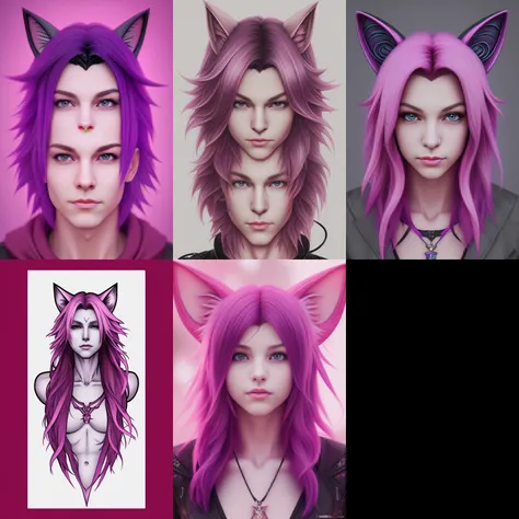 Sequence of cat girls with soft model like faces, Cinematic, Ultrafine, Kodak Ektar, 8k 3D, Zbrush, Kawaii, Catgirl, Vantablack, Sequins, Tarot Card, Queen of hearts, Fantasy, Beautiful Human, Cat Ears, Alternative Universe, Cyberpunk, Retro Futurism, Marvel Comics, X-men, Avengers, Disney, Square Enix, Kingdom Hearts, FFXIV, Flowers, Roses, Utena, Ouran High School, Detailed Surrealistic Beauty by Artgerm, Dan Mumford, Lownine, Zeen Chin, Julie Dillon and Alex Broeckel, Incredible Digital Artwork, Unreal Engine, Vantablack, Sequins, Rim Lighting 8k,sequin explosion, a literal japanese rock star, X-men Alphonse Mucha Ukiyo-e hyperrealism graffiti glowing neon Flickr volumetric lighting Thomas Kinkade watercolor   Retro Futurism, photographic [Octane render, Color Grading, Depth of Field, White Balance, Complimentary-Colors, Agfacolor, Full-HD, Rim Lighting, Cinematic Lighting, Shadows, Chromatic Aberration, FXAA, Zbrush, cinematic, insanely detailed and intricate,elegant, ornate, hyper realistic, super detailed, Photorealistic, Perfect Face, Perfect Eyes, Golden Ratio,], wlop, artgerm, sakimi,lisdusk2