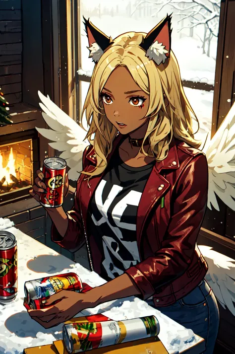 1girl, solo, brown eyes, blonde hair, detailed hair, detailed face, detailed eyes, official art, BadBoyVibes-GenderFree OseaDark PringlesCanMAybe XmasTheme