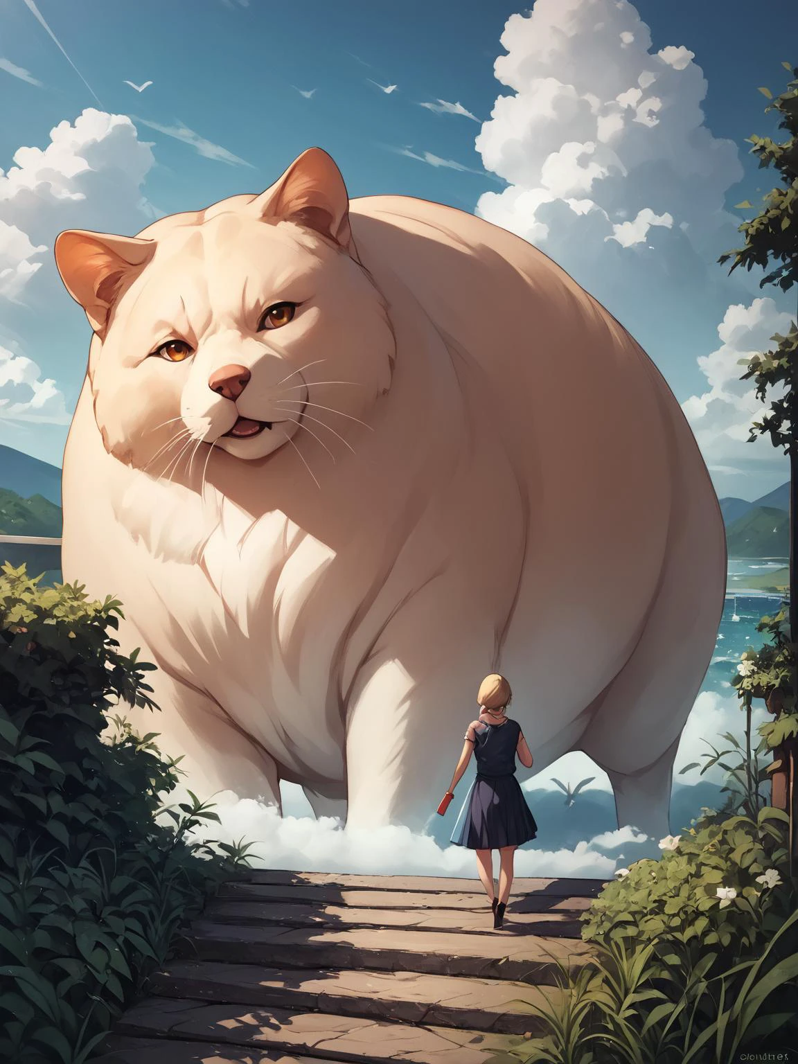 score_9, score_8_up, score_7_up, score_6_up, BREAK
CONCEPT_Oversized_Animal_ownwaifu,
oversized animal,
1girl, outdoors, cloud, standing, sky, from behind, day,
<lora:PONYXL_CONCEPT_Oversized_Animal_ownwaifu:0.95> , depth of field
,
