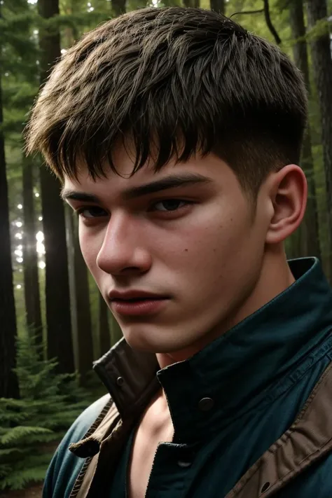 gritty analog photograph of, a 19yo male, close-up, walking through woods, early morning, mist, sharp focus, (close-up:0.7), dynamic angle, a 19yo dg_Jesse boy, <lora:dg_Jesse_v1:0.8>, hyperdetailed,