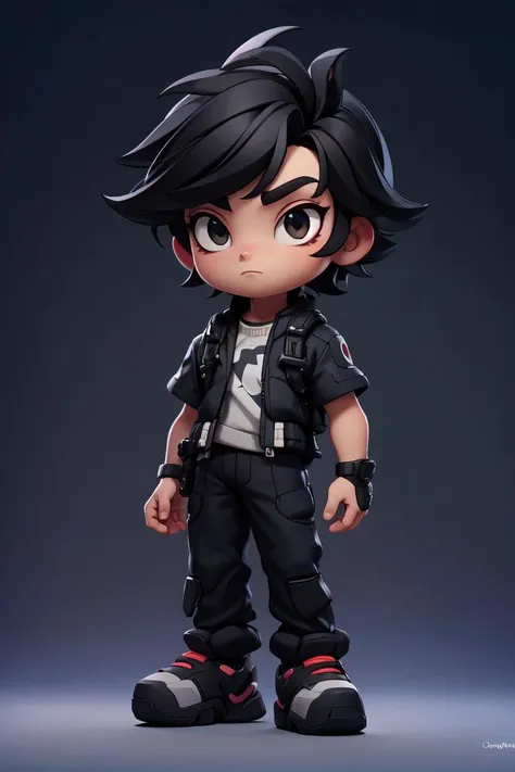 masterpiece, best quality, 8k, cinematic light, ultra high res, chibi, full body, <lora:chibi-v1:1>,1man,masterpiece,best quality, ultra high res, dusk,cityscape,depth of field, short black messy hair, solo male