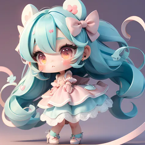 chibi girl in a kawaii style,hearts,soft,colorful,delicate,expressive,textured,sharp,cyan and pink,<lora:chibi-v1:0.8>,