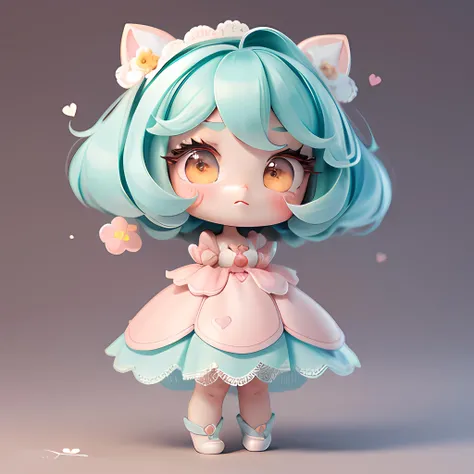 chibi girl in a kawaii style,hearts,soft,colorful,delicate,expressive,textured,sharp,cyan and pink,<lora:chibi-v1:0.8>,