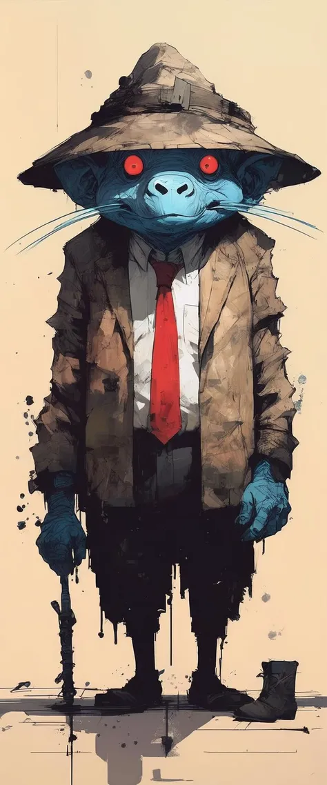 breathtaking <lora:IPXL_v2:0.5> inkpunk illustration style . award-winning, professional, highly detailed, Kobayashi Kiyochika,Shinji Aramaki, Sitcom style,  a man Troll on the eve of a magical event   ,   by  Philip Guston and Hans von Bartels and Guy Denning beauty512