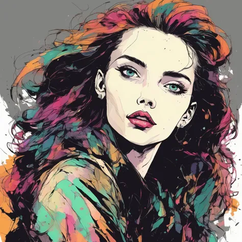 inkpunk style image of a woman <lora:IPXL_v8:1>
