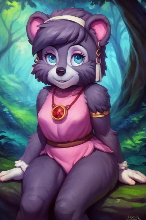 Lillia from League of Legends, deer centaur, 4 hooves, two arms, two hands, deer tail, fluffy, high resolution, realistic, Soft, 4K, upscales, high detail, Delicate fur, forest, hyper breasts, hyper nipples, hyper areola, long nipples