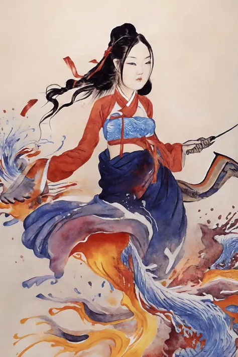 Colorful, multiple colors, intricate detail, splash screen, photorealistic, intricately detailed fluid gouache painting, calligraphy, acrylic, watercolor art,
masterpiece, best quality, 1girl, <lora:kwFemale_Beta40-SDXL_v1:1>, asian,cleavage
