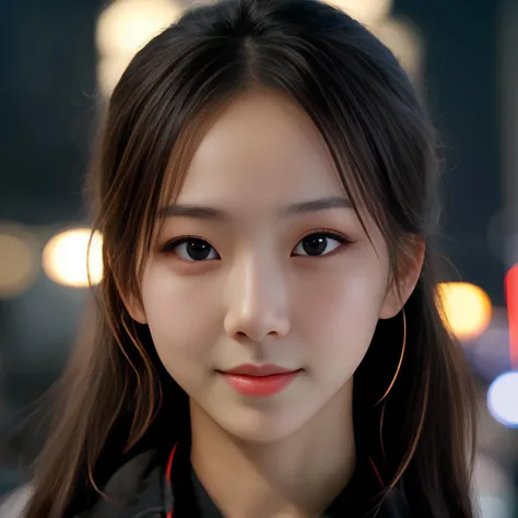 Wearing Jacket, hyper realistic lifelike texture dramatic lighting unreal engine trending on art station, award winning photo, nikon RAW photo,8 k, Fujifilm XT3,masterpiece, best quality, realistic, photorealistic, ultra detailed, extremely detailed face, solo,1girl, fashionable and trendy atmosphere, high-end makeup products, and a stylish expression on her face, t-shirt, beautiful detailed girl, extremely detailed eyes and face, beautiful detailed nose, beautiful detailed eyes, cinematic lighting, city lights at night, perfect anatomy