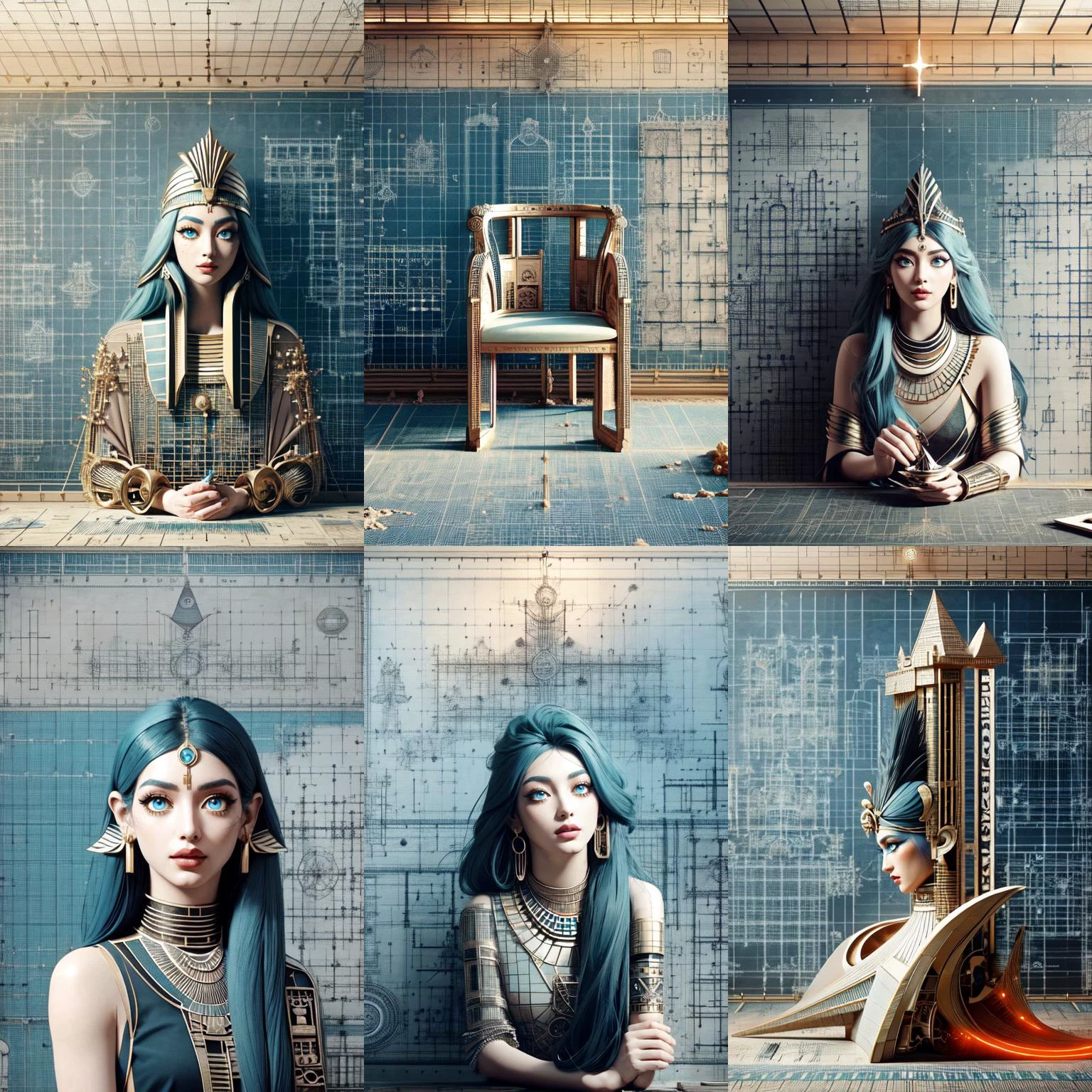 (otherworldly, otherworldly atmosphere, otherworldly appearance), highly insanely detailed, masterpiece, top quality, best quality, highres, 4k, 8k, RAW photo, collar, earrings, jewelry, necklace, armlet,
(long_hair, long hair, random colors cloth, random colors hair, random long hair, dynamic hair, glowing hair, hair over one eye),
(eyelashes, eyeliner, eyeshadow, eyelashes, mascara),
pink lipstick,
makeup,
((ancient egyptian theme)), golden ornaments,
1girl, (portrait:0.4), nsfw,
((desert, Mexico, cacti)),
a grove of mechanical trees swaying to the rhythm of coded breezes, (tranquil:0.6), (serene:0.5),
long messy hair,
<lora:blueprint-style-darquelilly-v1:1>, (blueprintstyle:1.6), blueprintstyle abyssal ship, ancient egyptian abyssal ship,
BREAK
scenery, (ancient egyptian ruins), (fantasy world)