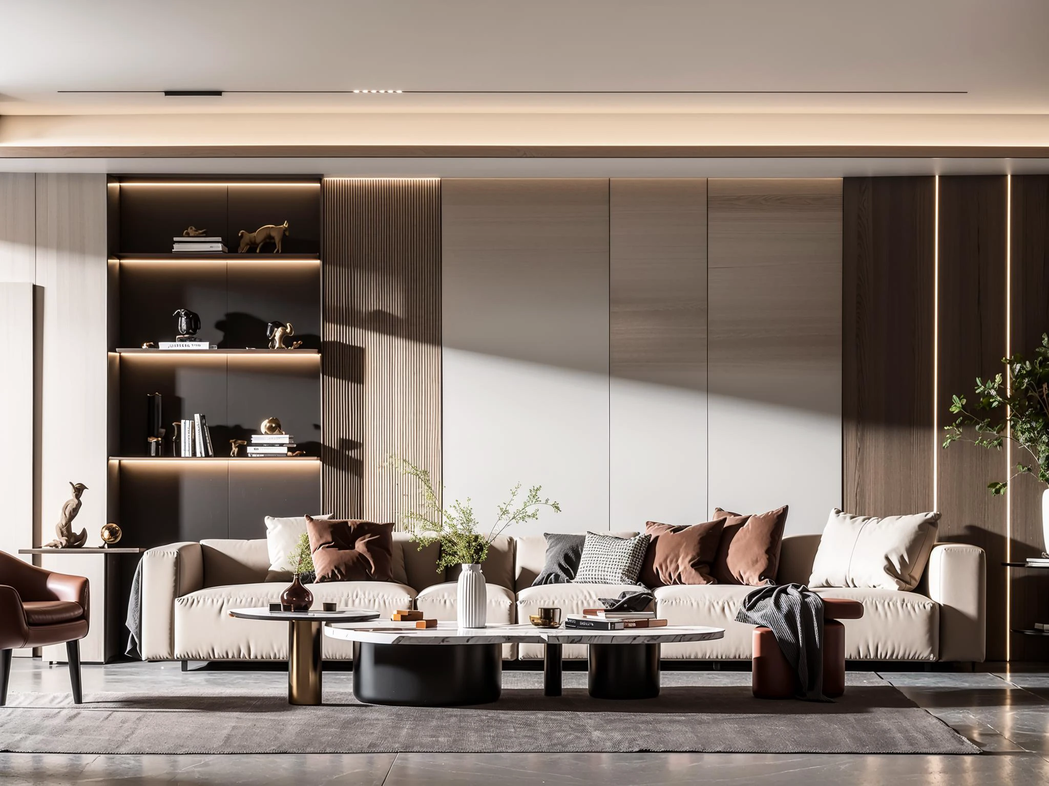 01_interiorV1, interior design, no humans, ceiling, floor, wall, sofa, coffee table, armchair, rug, lamp, curtain, cushion, vase, book, stool, chair, window, shelf, bottle, book,sculpture,
(((masterpiece))), (((best quality))), (((ultra-detailed))), Hyper Real, (Photorealistic:1.6), 16K, high detail, high resolution, (extremely detailed:1.4), (Realistic:1.6), crazy detail, sharp focus, Photo-realistic accuracy,