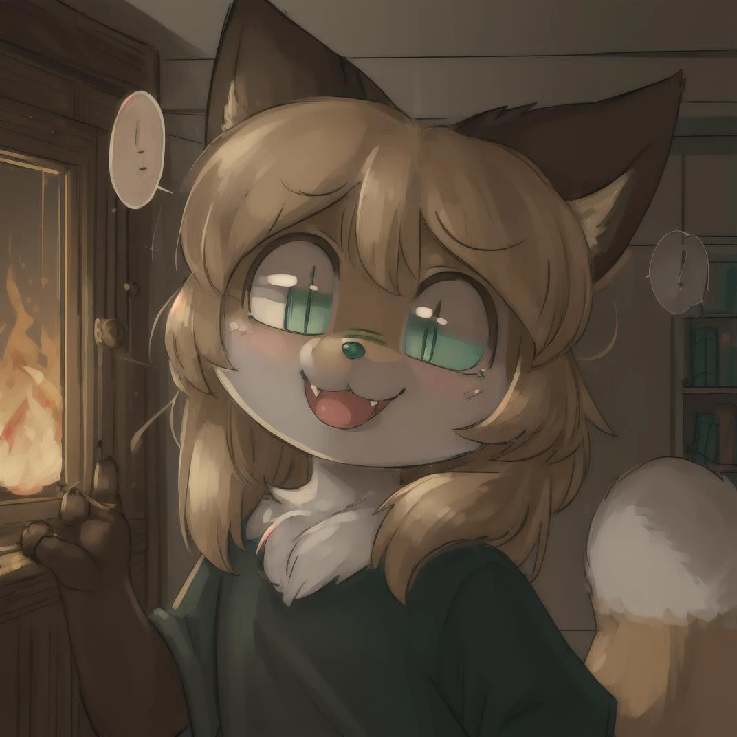 <lora:Averiv0.2:.8> ((())), (((childburning down house, flames, bright, happy, smiling, realistic lighting, vivid colors, vivid, 1girl, furry, portrait, green eyes, ((photorealism)), fox ears, speechbubble OK, Masterpiece, best quality