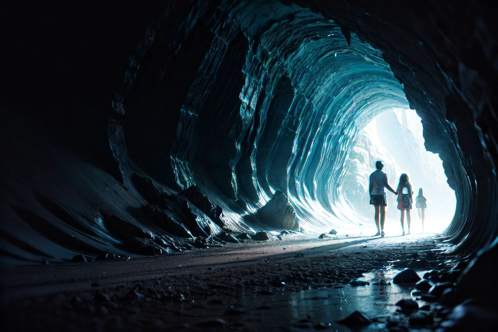 Real:2.0, Fujifilm XT, Photorealistic, (full body:1.2),high contrast, epic cinematic, soft studio lights, rim light, absurd, amazing, itricate, hyper detailed, ultra realistic, soft colors, 8K, (stalactite cave, stalactites in different neon colours), sand, cave, clearblue water, rocks, stones, mystical atmosphere <lora:å
å½±:0.8> <lora:more_details:0.8>