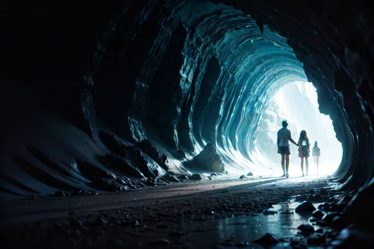 Real:2.0, Fujifilm XT, Photorealistic, (full body:1.2),high contrast, epic cinematic, soft studio lights, rim light, absurd, amazing, itricate, hyper detailed, ultra realistic, soft colors, 8K, (stalactite cave, stalactites in different neon colours), sand, cave, clearblue water, rocks, stones, mystical atmosphere  <lora:åå½±:0.8> <lora:more_details:0.8>