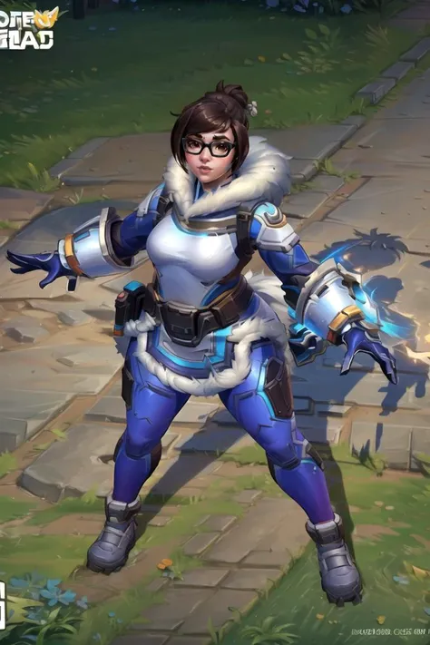 mei \(overwatch\), brown eyes, hair bun, hair stick, glasses, mature female, chubby, (plump:1.2), <lora:meiV2:0.6> , <lora:LeagueoflegendsSkins_concept:0.6>, fur coat, fur-trimmed coat, fur footwear, (LolPreview:1.5), (dynamic pose:1.2), (from above:1), (full body:1.2), (zooming out:1.2), (masterpiece:1.2), (best quality, highest quality), (ultra-detailed),