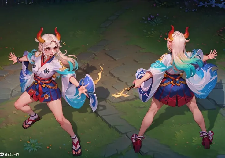 (1girl, multiple views:1.2), (LolPreview:1.5), 1girl,
,(dynamic pose:1.2), (from above:1), (full body:1), (zooming out:1.2),
(masterpiece:1.2), (best quality, highest quality), (ultra detailed), (8k, 4k, intricate),
<lora:LeagueoflegendsSkins_concept:0.6> <lora:onepieceYamatoLoraBy_12Epoch364dim:0.8> yamatowanpi,