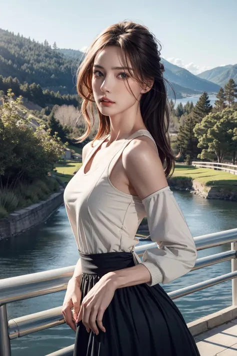 masterpiece, best quality, photorealistic, 8K, RAW photo, ultra highres, extremely detailed eyes and face, extremely detailed, absurdres, Professional,1girl,small breasts,jacket on shoulders,skirt,looking at viewer, slender,skinny,outdoors,cowboy shot, standing, <lora:chenny:0.9>, <lora:more_details:0.2>
