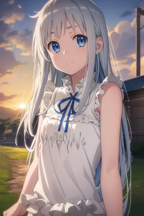 meikohonma, <lora:meiko honma s1-lora-nochekaiser:1>,
meiko honma, long hair, blue eyes, grey hair, smile,
BREAK dress, sleeveless, sleeveless dress,
BREAK outdoors, house, fields, grass, sky, sun, clouds,
BREAK looking at viewer, (cowboy shot:1.5),
BREAK <lyco:GoodHands-beta2:1>, (masterpiece:1.2), best quality, high resolution, unity 8k wallpaper, (illustration:0.8), (beautiful detailed eyes:1.6), extremely detailed face, perfect lighting, extremely detailed CG, (perfect hands, perfect anatomy),
