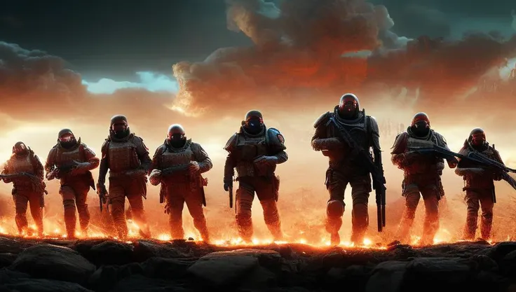 photo of (TwinRealms:1), epic composition, cinematic lighting, Incredible Heroic Soldiers of the (PromptHeist:1)