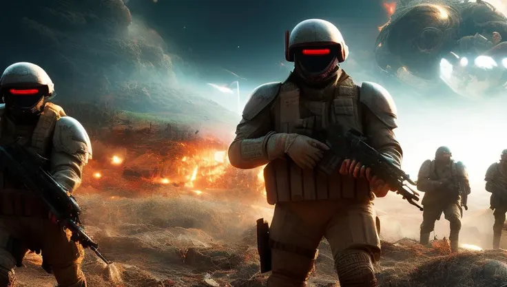 photo of (TwinRealms:1), epic composition, cinematic lighting, Incredible Heroic Soldiers of the (PromptHeist:1)